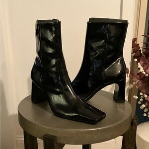 Zara Shiny Black Heeled Boots